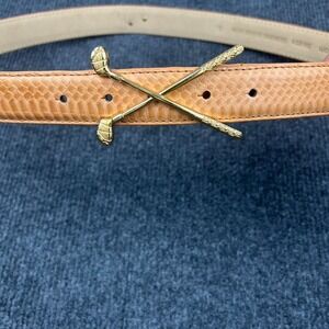 Lb Belt Company Genuine Snake Skin Golf Belt Tan Gold Tone Buckle Accents Large